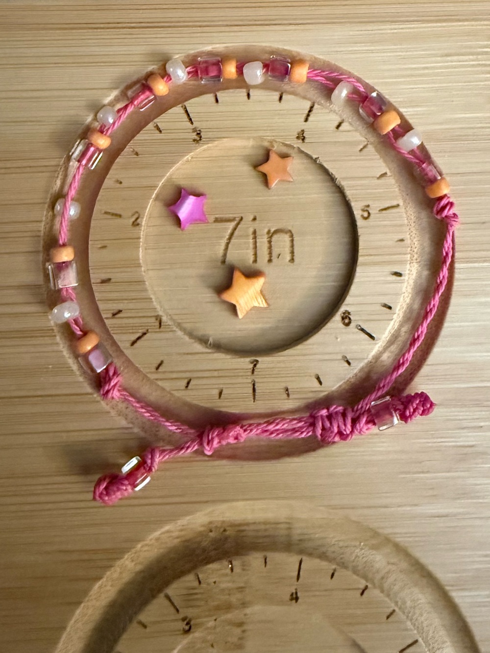 Handmade Pink and Orange Beaded Adjustable Bracelet up to 7 inches